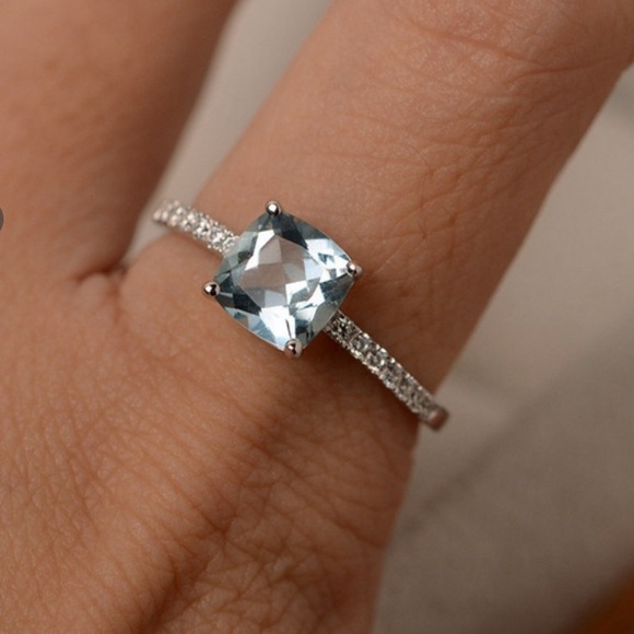 SOLD 💍 Women's Fashion Jewelry Ring 925 Sterling Silver Blue Sapphire Wedding - Picture 2 of 4